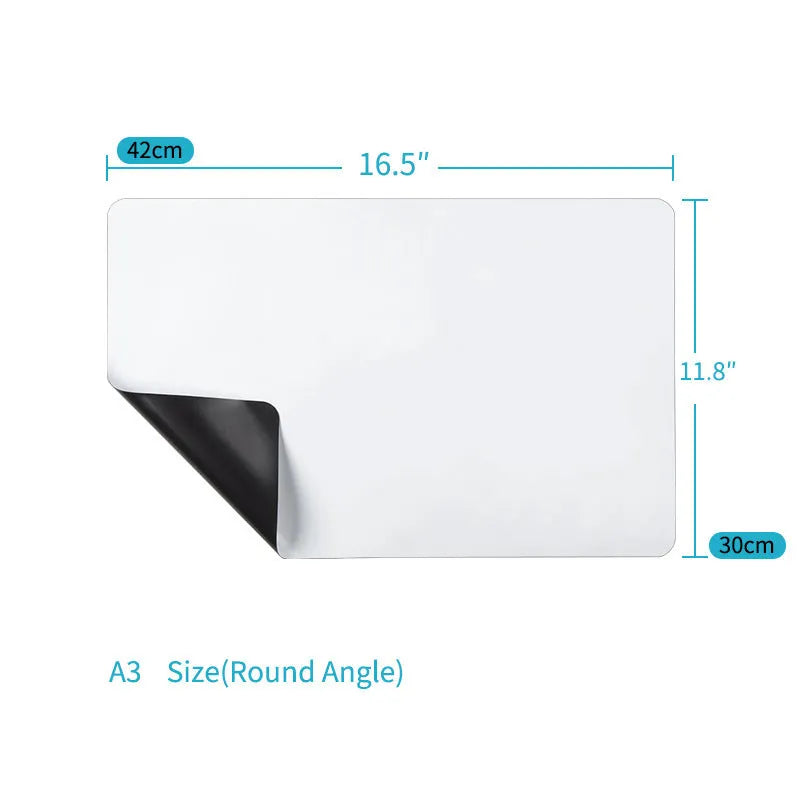 Magnetic Dry Erase Whiteboard for Refrigerator A3 Removable Memo Board for Family Kids Home and Office