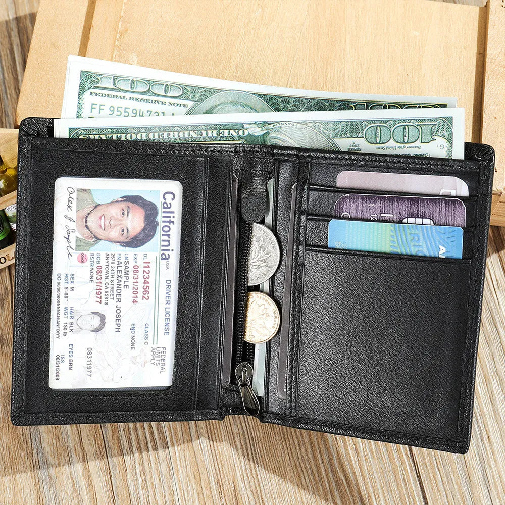 Business Men's Lightweight Genuine Leather Expandable Card Case Wallet