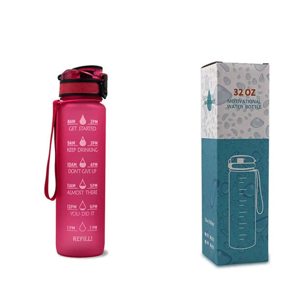 1 Liter Tritan Water Bottle With Time Marker Leakproof Cup For Sports Fitness Activities