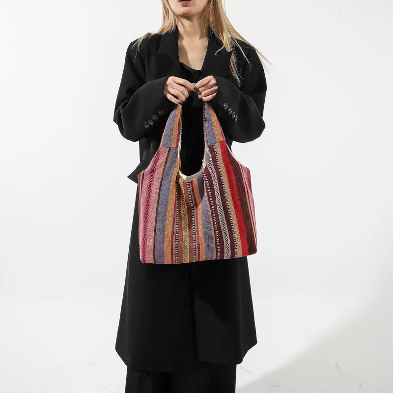 Simple Handbag Commuter Large Capacity Retro Underarm Bag Canvas Tote Bag