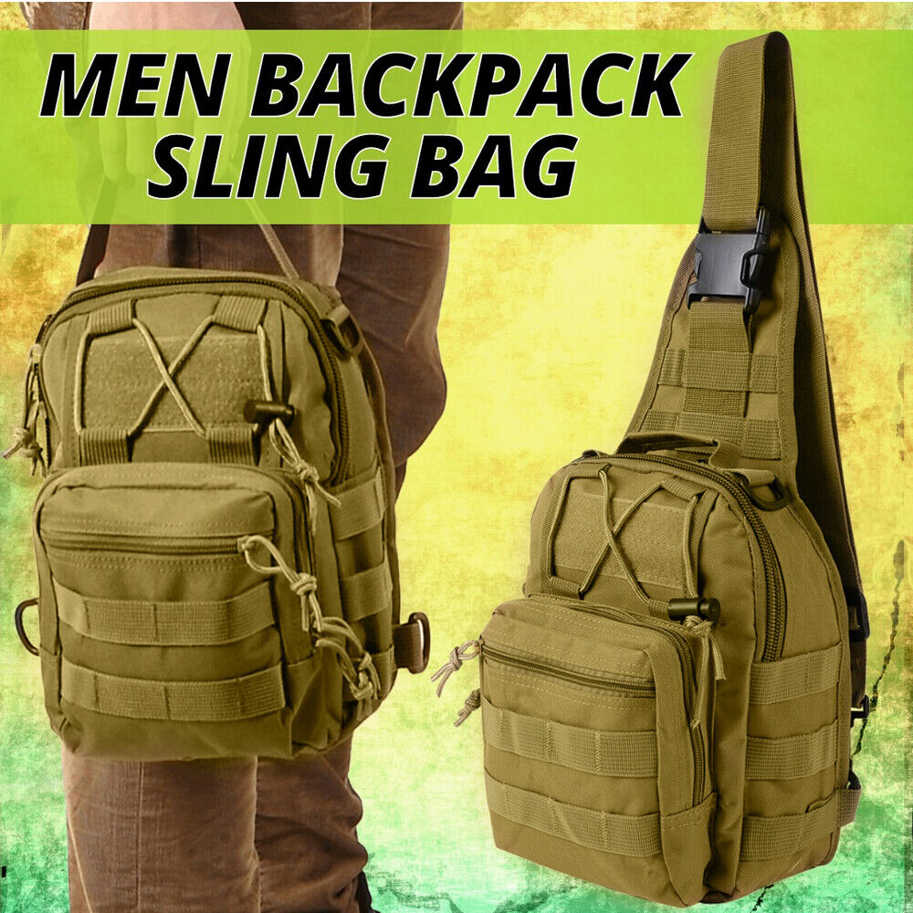 Men's Tactical Molle Sling Backpack – Waterproof Military Shoulder Chest Bag for Hiking, Cycling, Travel & Outdoor Activities