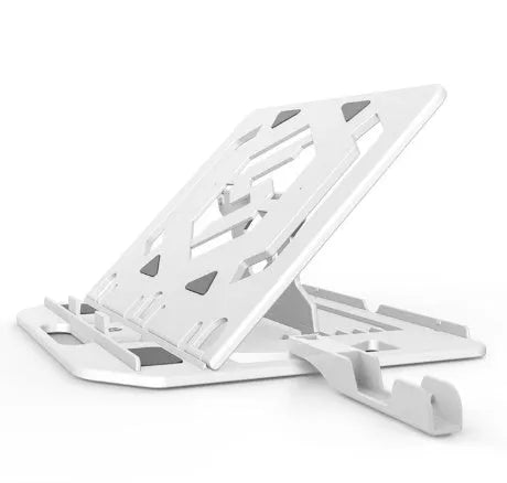 Aluminum Adjustable Height Laptop Stand for Desk Ergonomic Strong Sturdy Design Foldable Computer Notebook Holder in Black and White