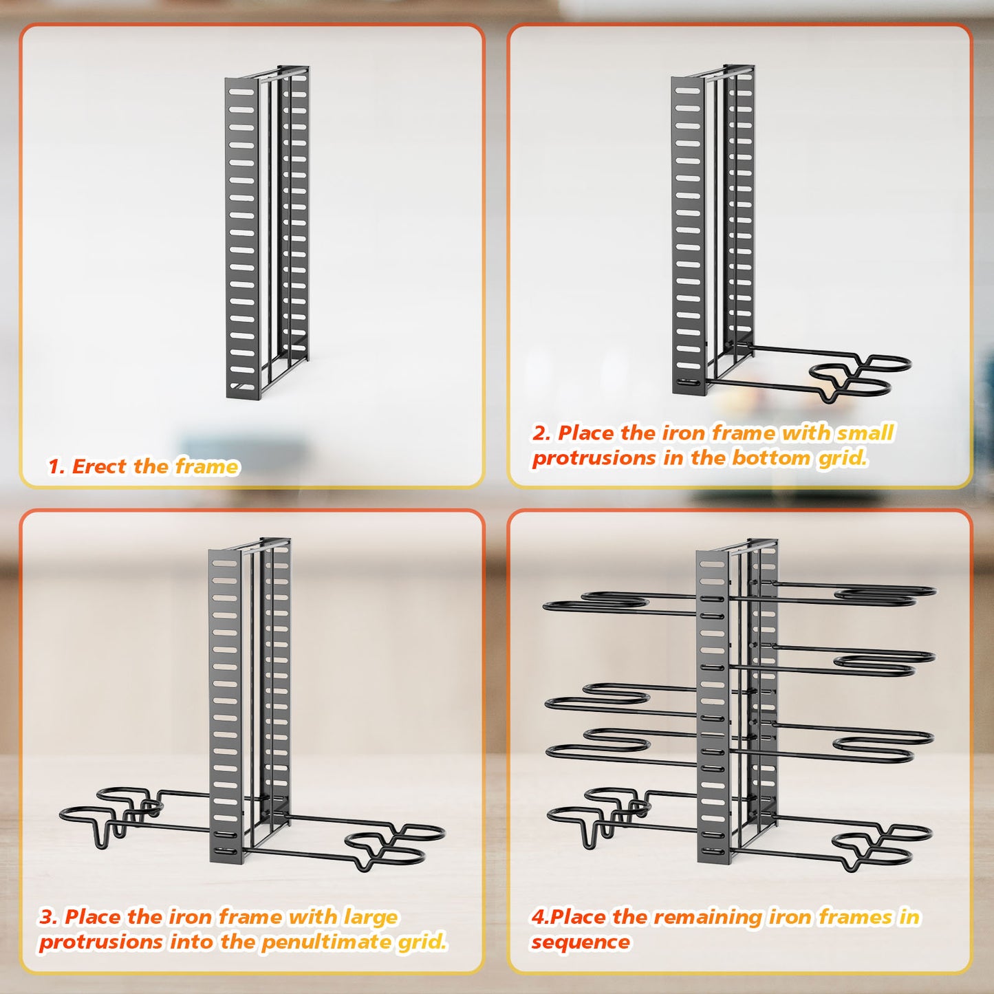 Pot And Pan Organizer, Pot Lid Holders & Pan Rack, Multiple DIY Methods, 8 Tier Pot Racks, Adjustable Kitchen Organization