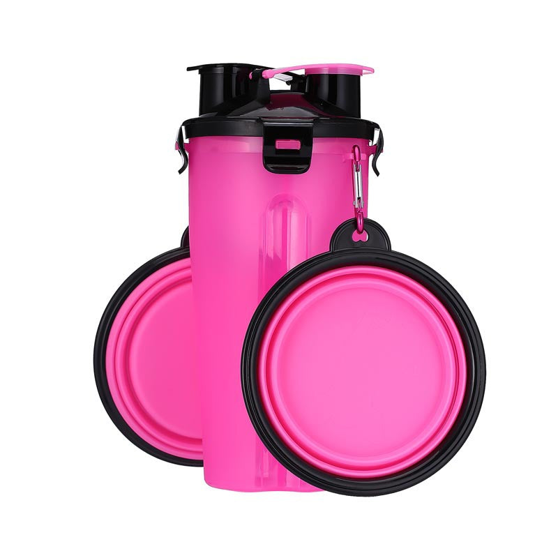 2 In 1 Pet Water Bottle Dispenser Travel Portable Dog Cat Drinking Silicone Bowl