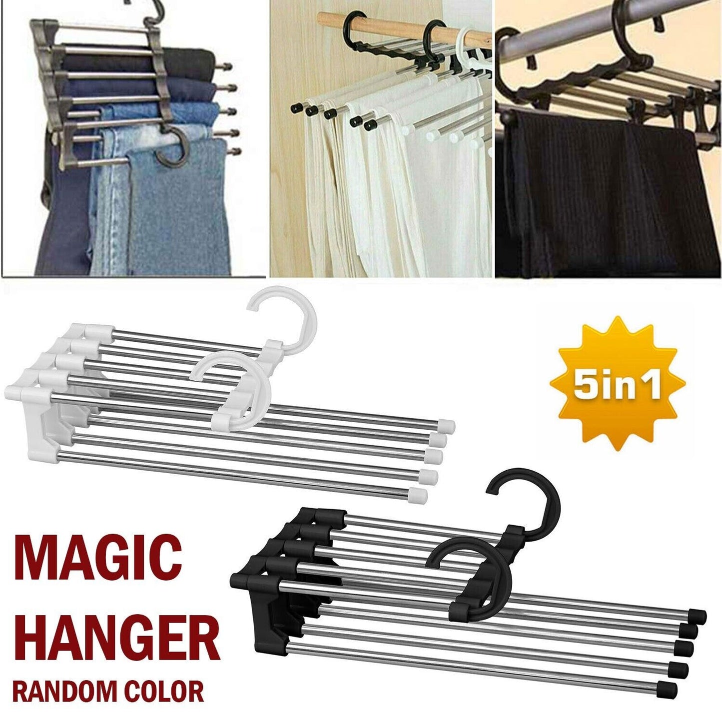 Metal Hanger, Pants Clothes Rack Hooks , Space Saver Closet Organizers