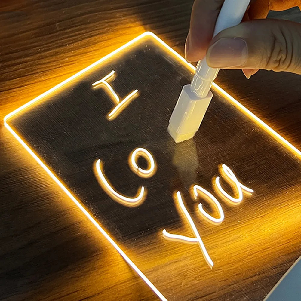 Creative LED Night Light USB Message Board with Pen Gift for Children and Girlfriend Home Decoration