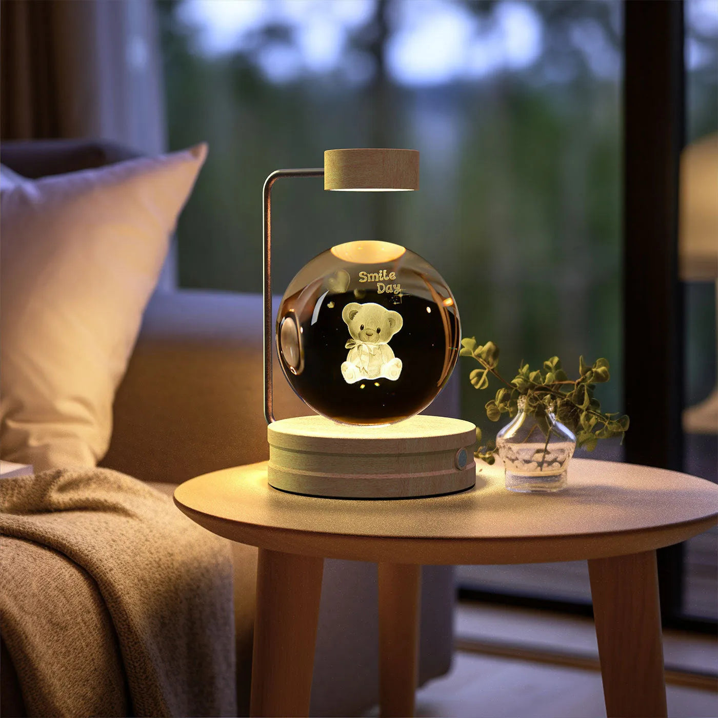 Crystal Ball Cosmic Dinosaur Indoor Night Light USB Powered Warm Bedside Lamp Birthday Gift