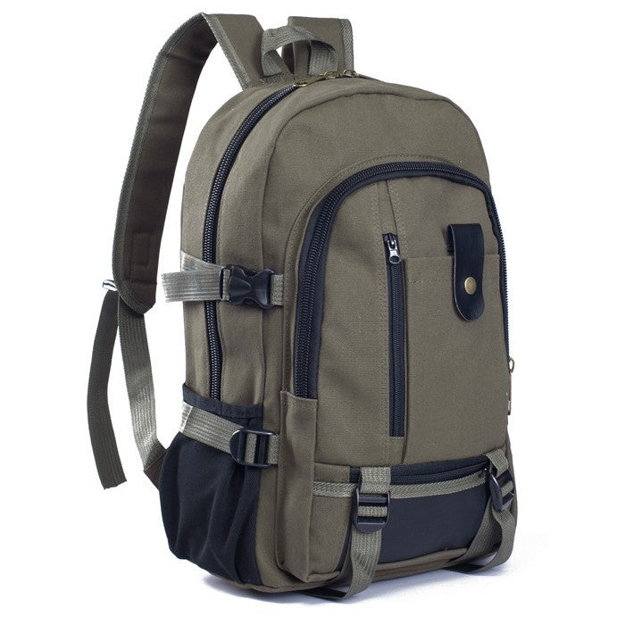 Men's Canvas Backpack – Durable Zipper Student Bag for School & Daily Use