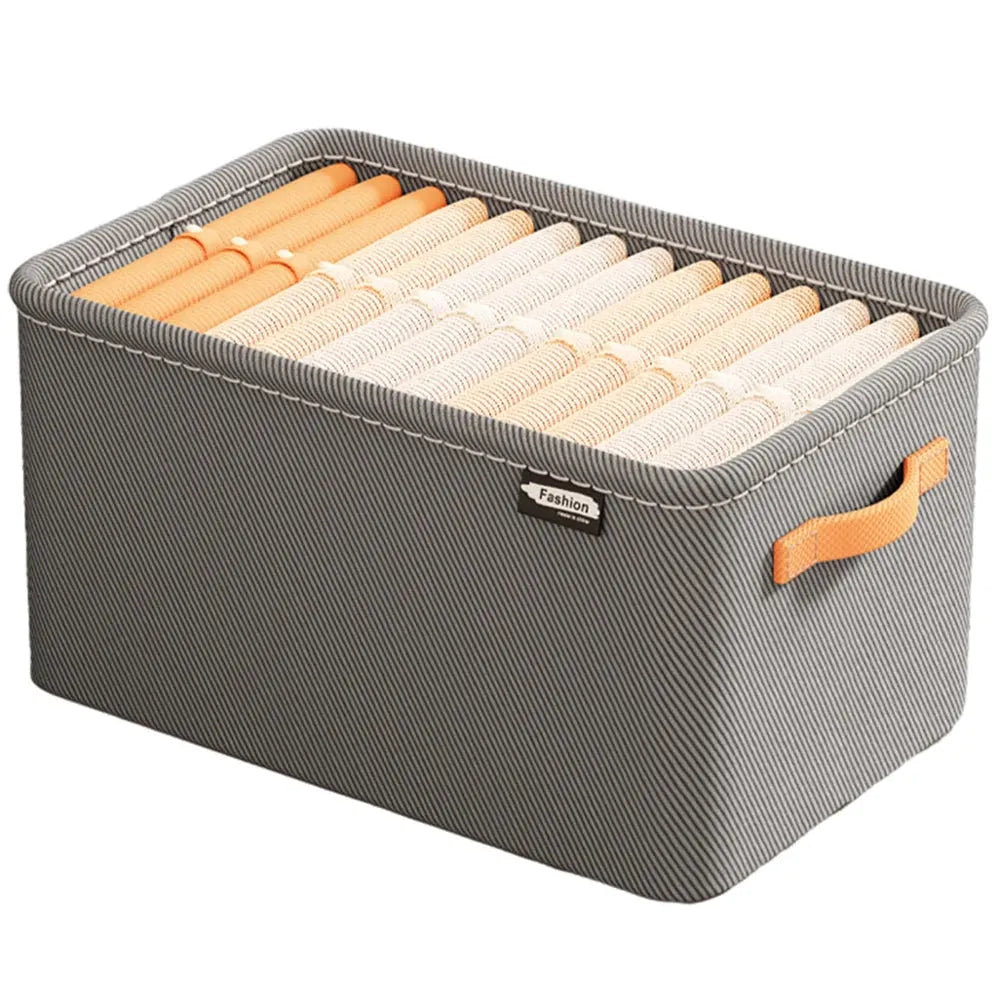 Cabinet Drawer Organizer Versatile Socks Storage Basket with Handle and Steel Frame Thickened Foldable Fabric for Home Wardrobe