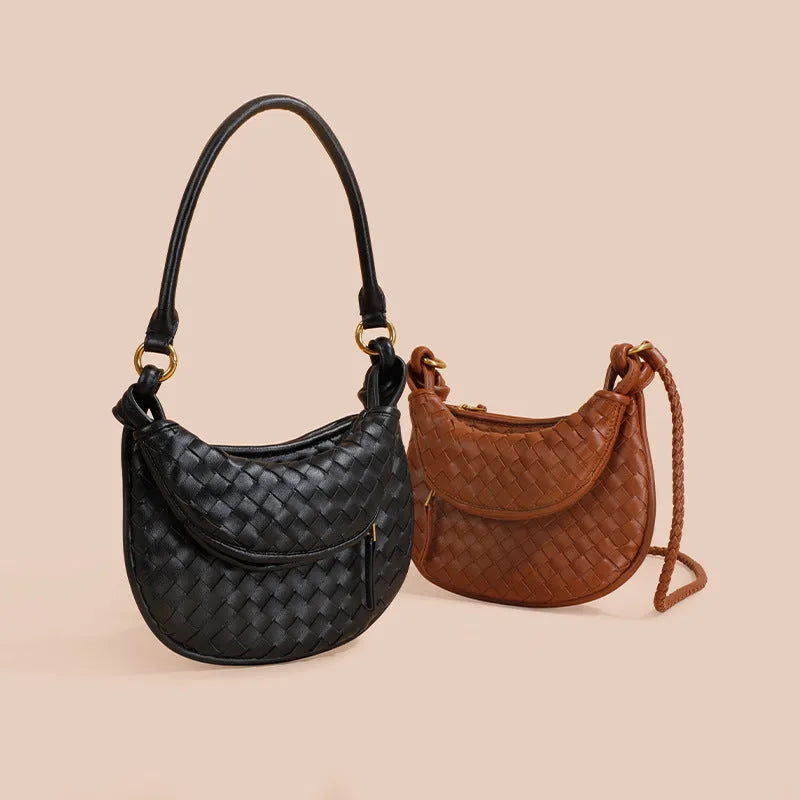 Crossbody Woven Bag New Premium Versatile Women's Bag in Black Brown and Wine Red