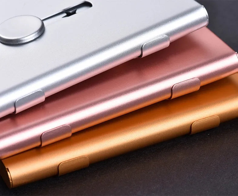 Business Card Holders Professional Thumb Drive Slide Out Case Stainless Steel ID Name Wallet Credit Card Holder for Men and Women