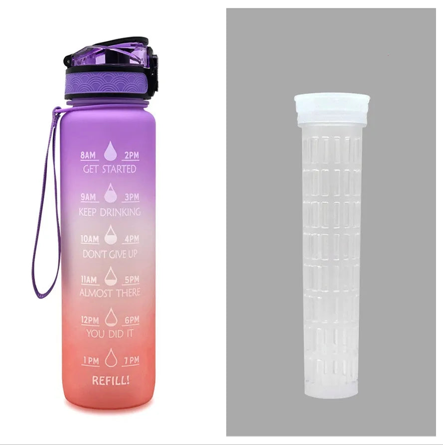 1 Liter Tritan Water Bottle With Time Marker Leakproof Cup For Sports Fitness Activities