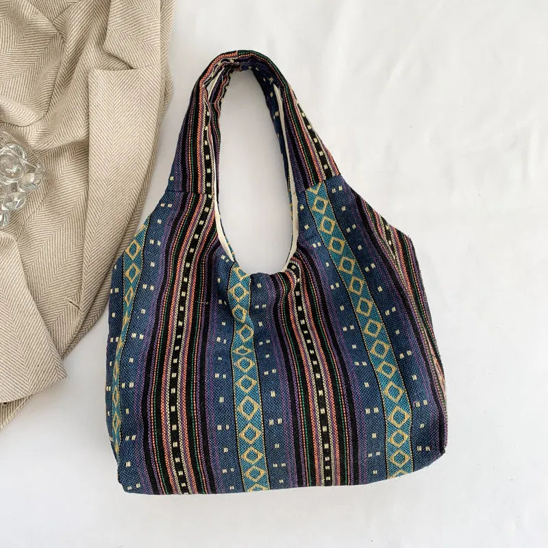 Simple Handbag Commuter Large Capacity Retro Underarm Bag Canvas Tote Bag