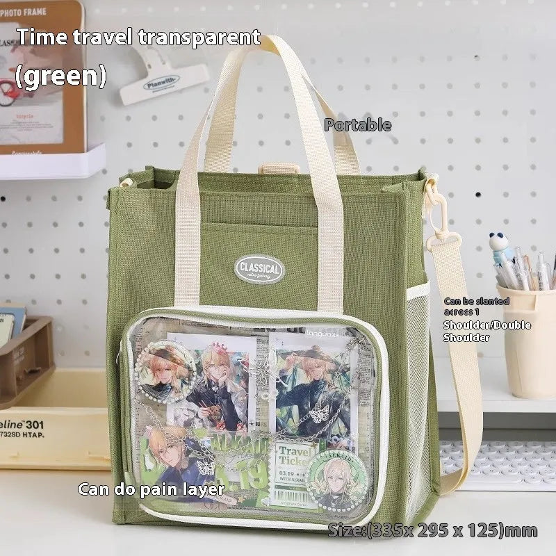 Remedial Bag For Students Carrying Books Transparent Anime Design Time And Space Traveler