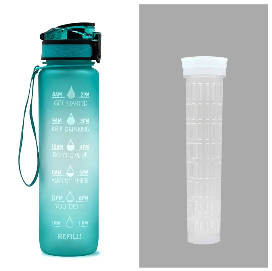 1 Liter Tritan Water Bottle With Time Marker Leakproof Cup For Sports Fitness Activities