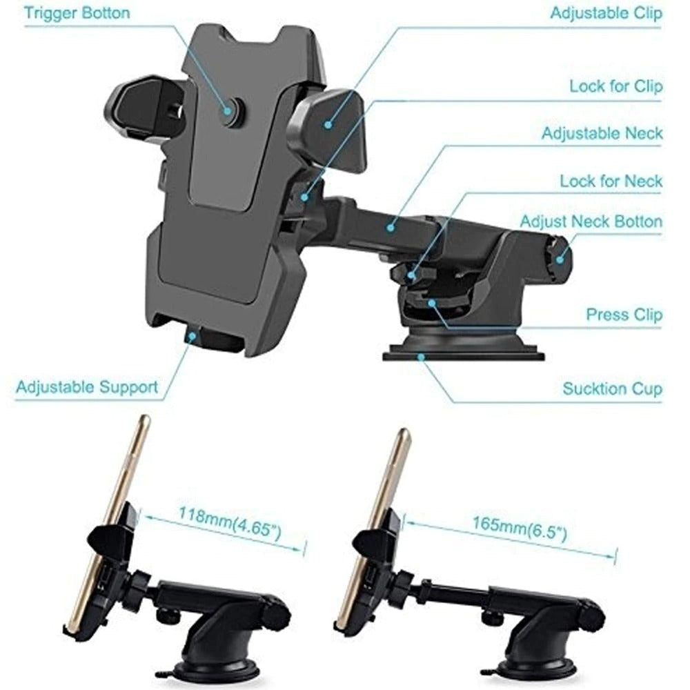 Windshield Car Phone Holder, Car Cellphone Holder Stand ,Adjustable Phone Suction Cup Holder ,Car Mount Phone Stand
