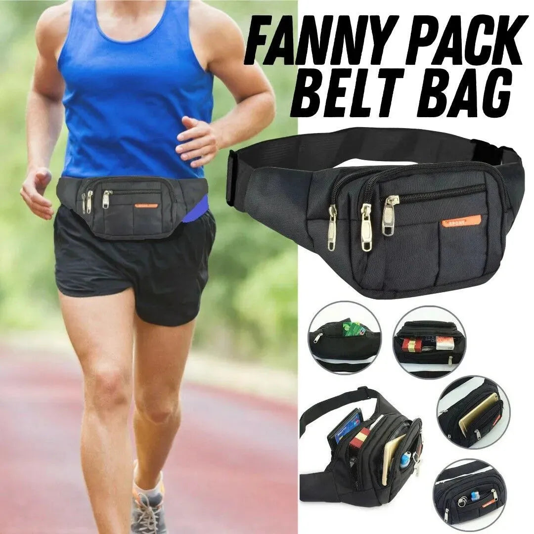 Waist Bag Fanny Pack for Men Women Hip Belt Bum Pouch Sport Travel Purse Unisex