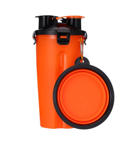 2 In 1 Pet Water Bottle Dispenser Travel Portable Dog Cat Drinking Silicone Bowl