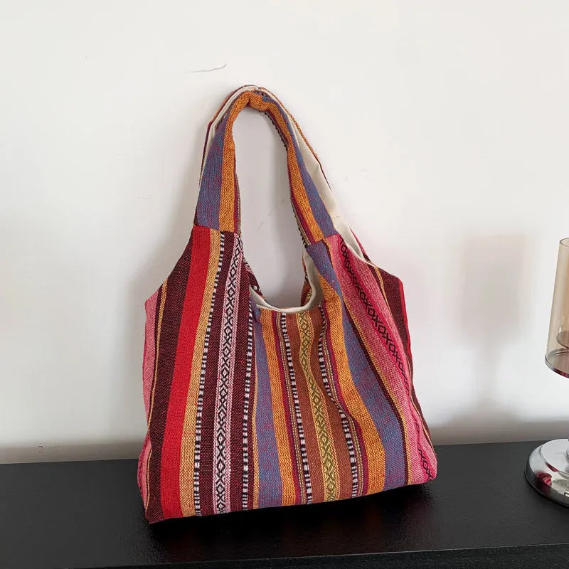 Simple Handbag Commuter Large Capacity Retro Underarm Bag Canvas Tote Bag