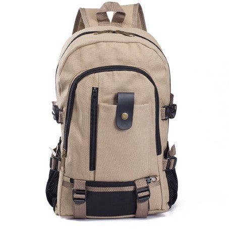 Men's Canvas Backpack – Durable Zipper Student Bag for School & Daily Use