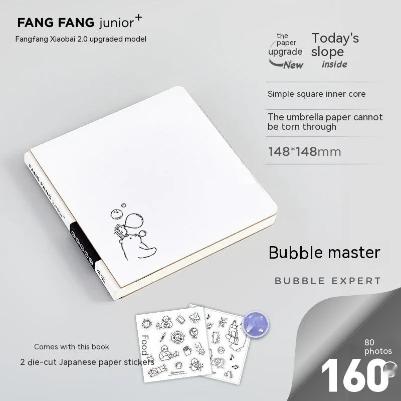 Square Paper Small White Note Girl Heart Diary with Stickers