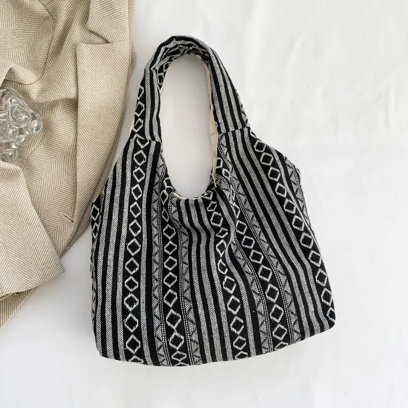 Simple Handbag Commuter Large Capacity Retro Underarm Bag Canvas Tote Bag