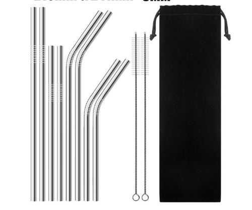 Reusable Metal Straws for 40oz Tumbler, 6Pcs Stainless Steel Reusable Drinking Metal Straw with Colourful Silicone Tips,Straw for Glass Cups, BPA FREE