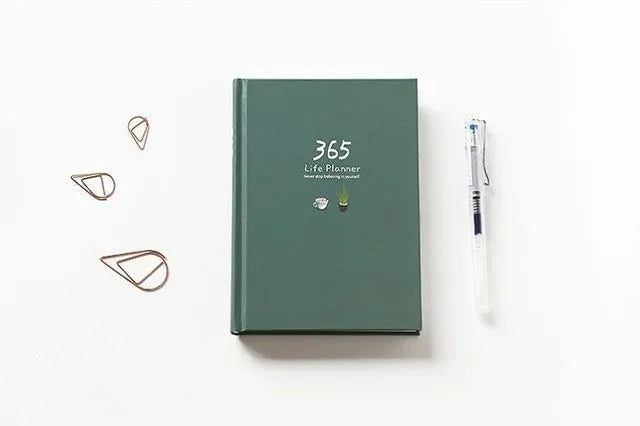Schedule This Hardback Color Set Inside Notebook with Hand-Painted Illustrations and 365 Day Plan