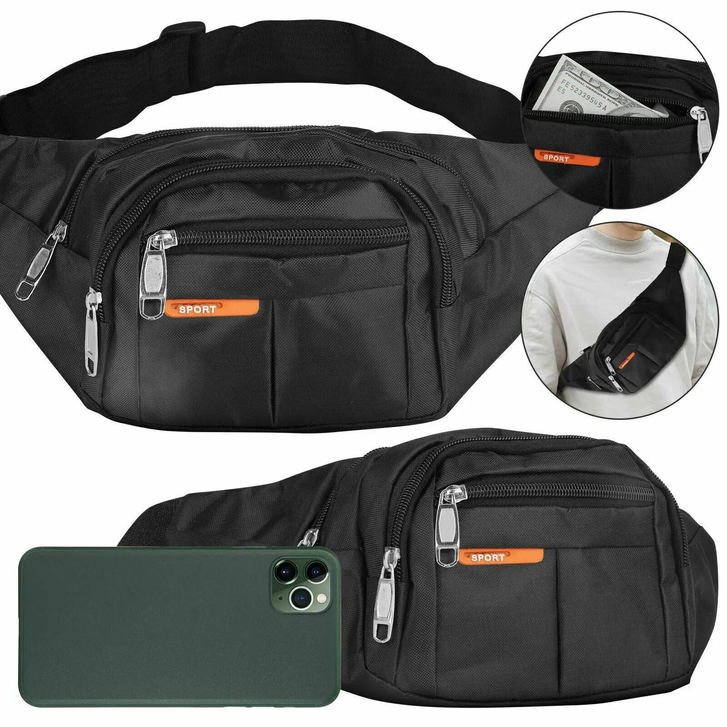 Waist Bag Fanny Pack for Men Women Hip Belt Bum Pouch Sport Travel Purse Unisex