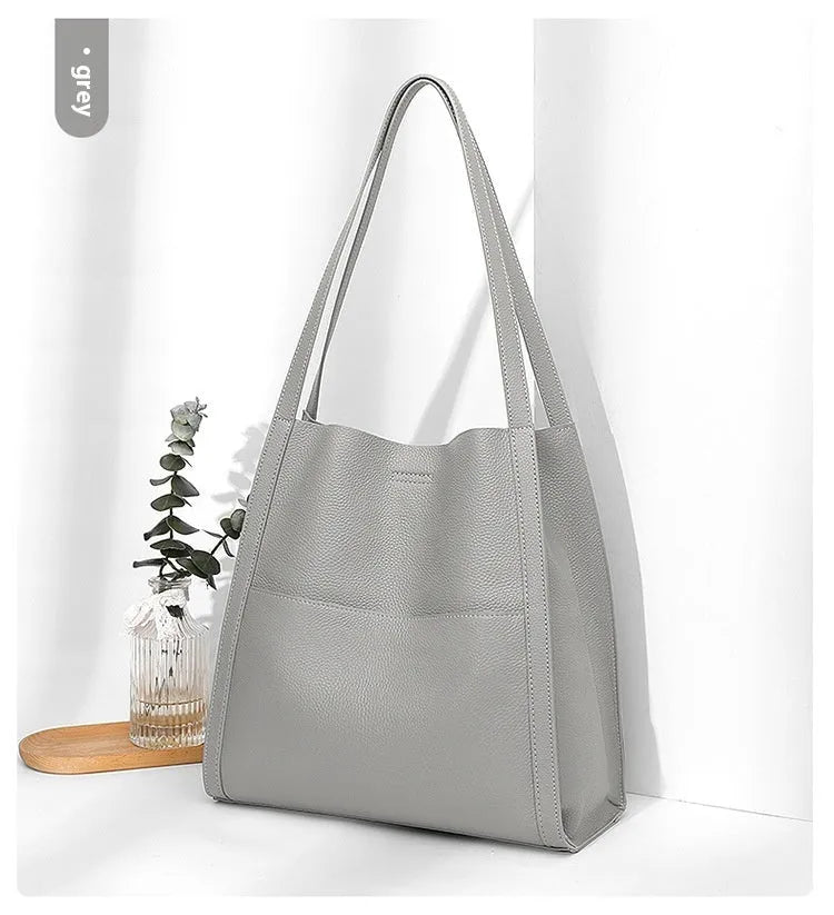 Travel Leather Bag Soft Genuine Cowhide Daily Use Square Vertical Model