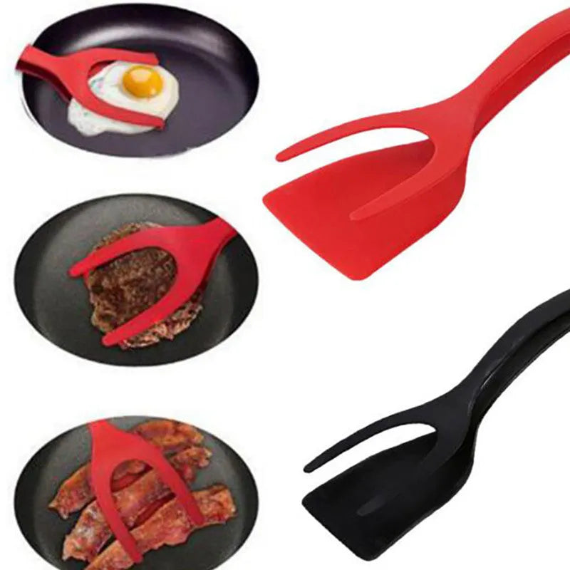 2 In 1 Grip And Flip Tongs Egg Spatula Tongs Clamp Pancake Fried Egg French Toast Omelet Kitchen Accessories