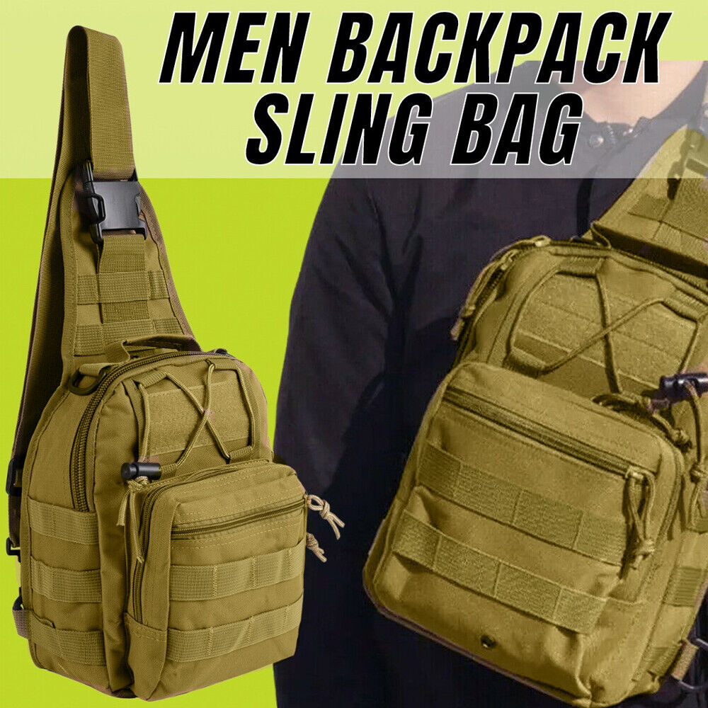 Men's Tactical Molle Sling Backpack – Waterproof Military Shoulder Chest Bag for Hiking, Cycling, Travel & Outdoor Activities