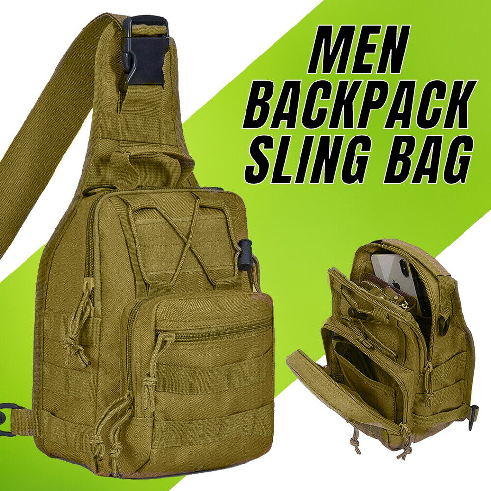 Men's Tactical Molle Sling Backpack – Waterproof Military Shoulder Chest Bag for Hiking, Cycling, Travel & Outdoor Activities