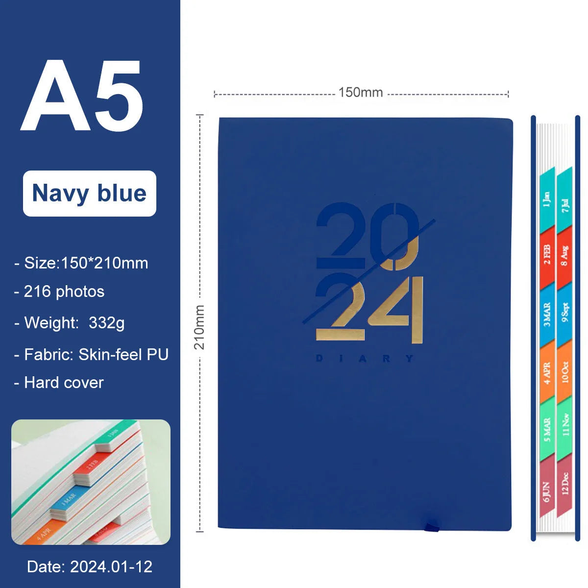 English Monthly Plan Weekly Plan Schedule Book 2024 A5 Notebook