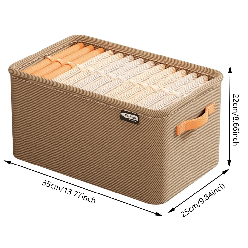 Cabinet Drawer Organizer Versatile Socks Storage Basket with Handle and Steel Frame Thickened Foldable Fabric for Home Wardrobe