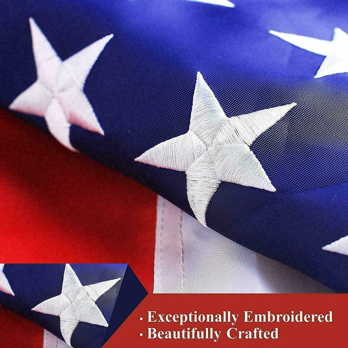 3x5ft US American Flag, Heavy Duty Embroidered Stars Sewn Stripes Grommets Oxford