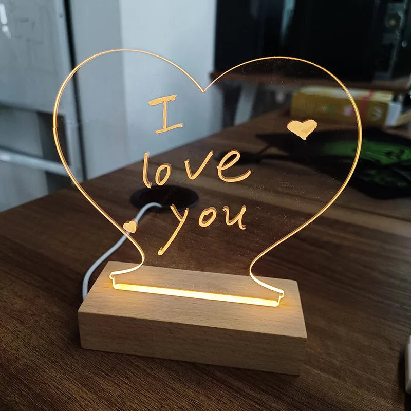 Creative LED Night Light USB Message Board with Pen Gift for Children and Girlfriend Home Decoration