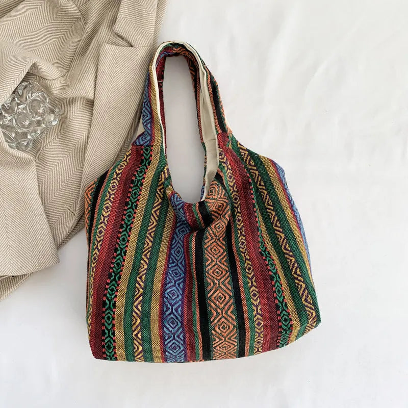 Simple Handbag Commuter Large Capacity Retro Underarm Bag Canvas Tote Bag