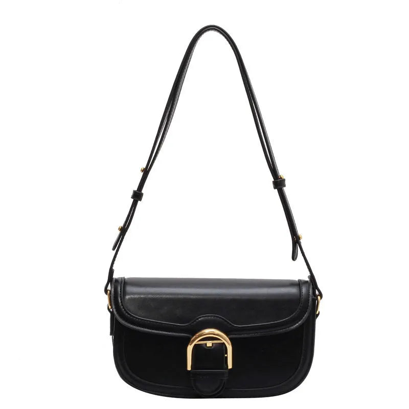 Fashionable Autumn And Winter Shoulder Messenger Bag for Daily Use in Brown Black and White PU Saddle Shape