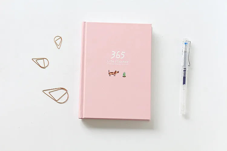 Schedule This Hardback Color Set Inside Notebook with Hand-Painted Illustrations and 365 Day Plan