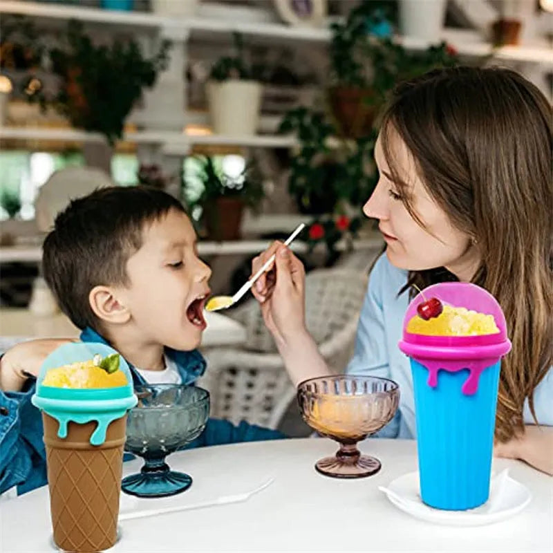 500ml Large Capacity Slushy Cup Summer Squeeze Homemade Juice Water Bottle Quick Frozen Smoothie Sand Cup Pinch Fast Cooling Magic Ice Cream Slushy