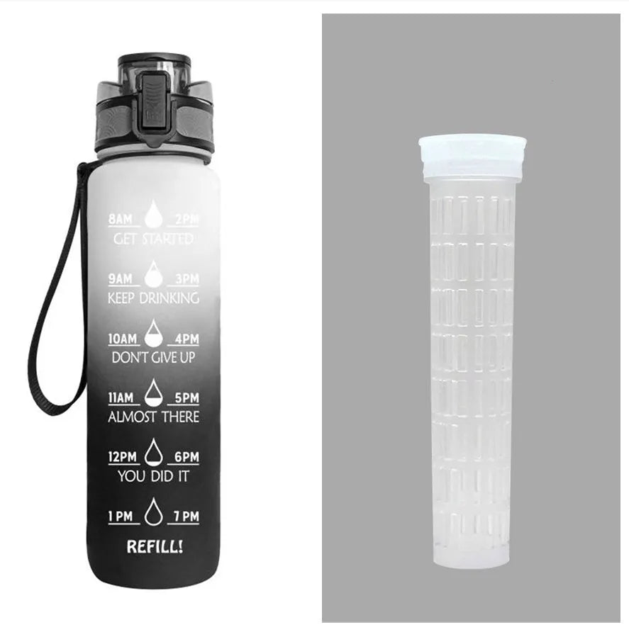1 Liter Tritan Water Bottle With Time Marker Leakproof Cup For Sports Fitness Activities