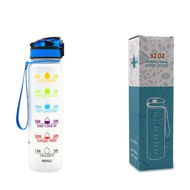 1 Liter Tritan Water Bottle With Time Marker Leakproof Cup For Sports Fitness Activities