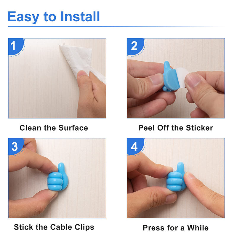 Multifunctional Clip Holder Thumb Hooks Wire Organizer Wall Hooks Hanger Strong Wall Storage Holder For Kitchen Bathroom