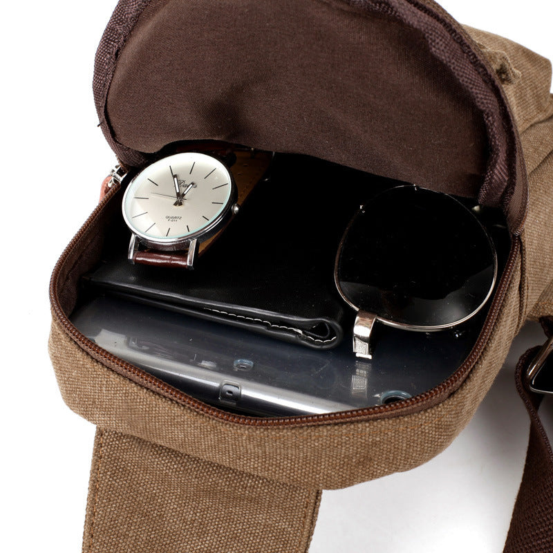 Men's Chest Small Backpack Casual Waist Bag – Canvas Mini Crossbody Bag with Camera Pocket