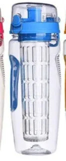 1000ml BPA Free Plastic Water Bottle With Fruit Infuser Sport Design Leakproof Unbreakable