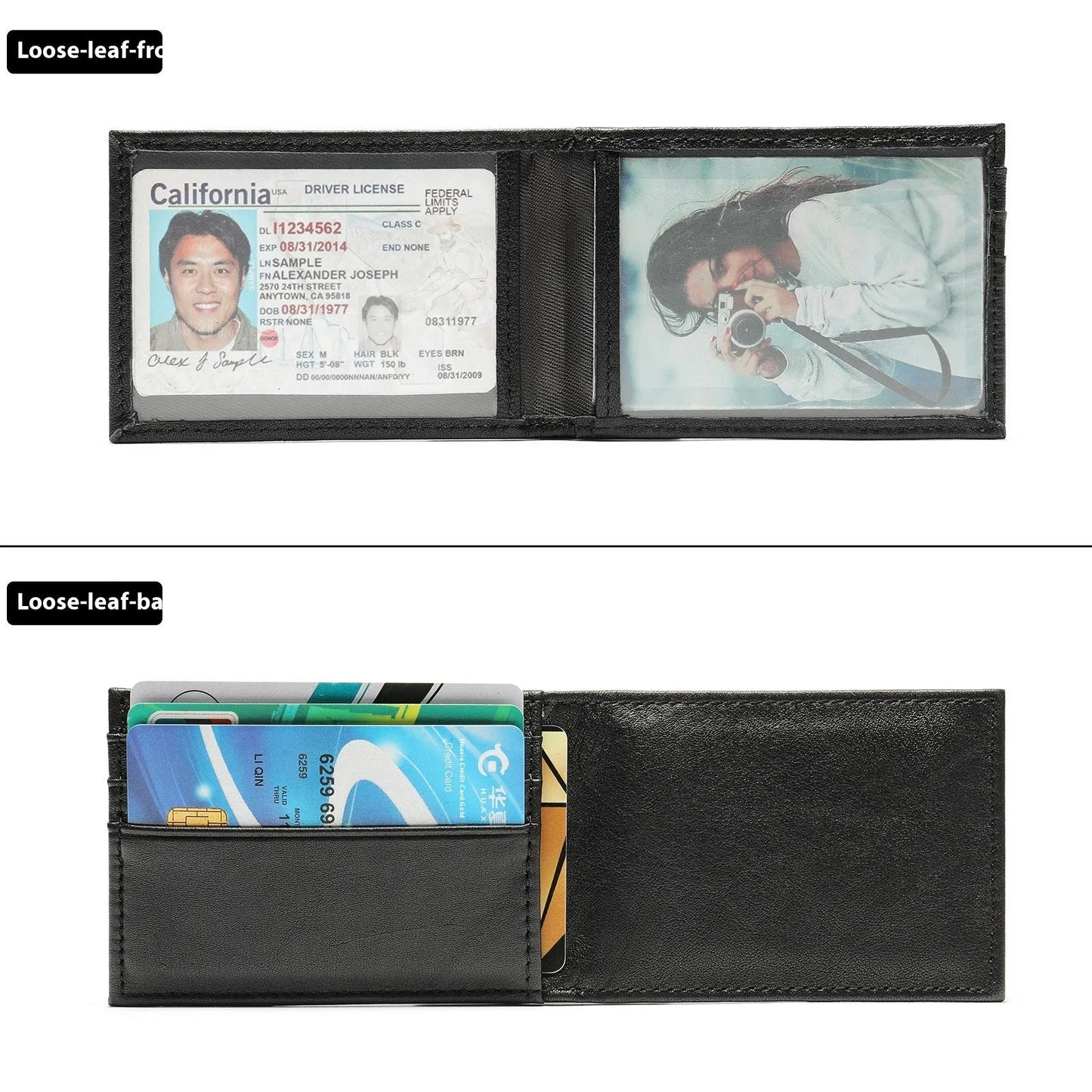 Business Men's Lightweight Genuine Leather Expandable Card Case Wallet