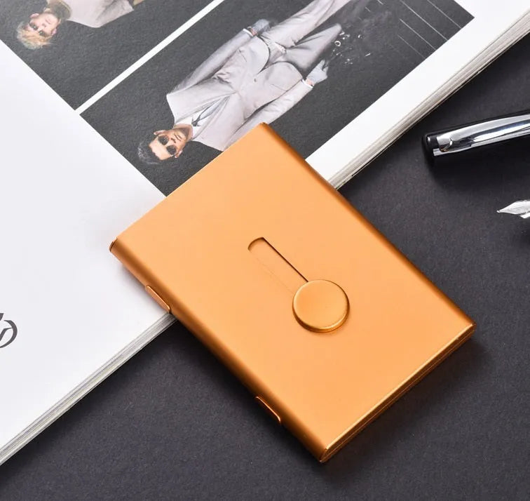 Business Card Holders Professional Thumb Drive Slide Out Case Stainless Steel ID Name Wallet Credit Card Holder for Men and Women