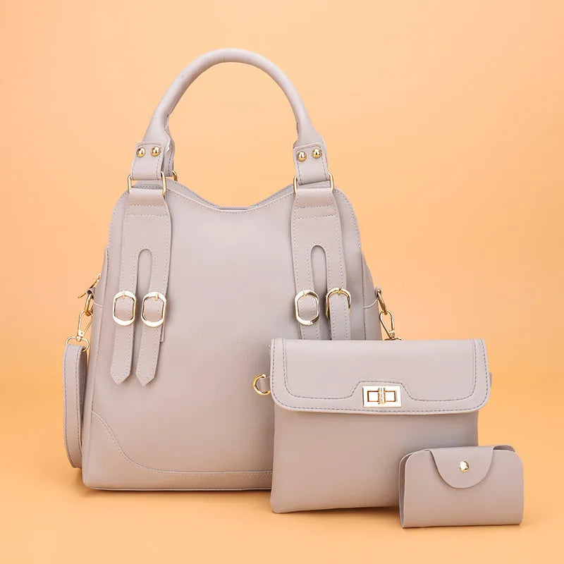 New Fashion Belt Decorative Three Piece Bag With Multiple Pockets And Zipper Closure