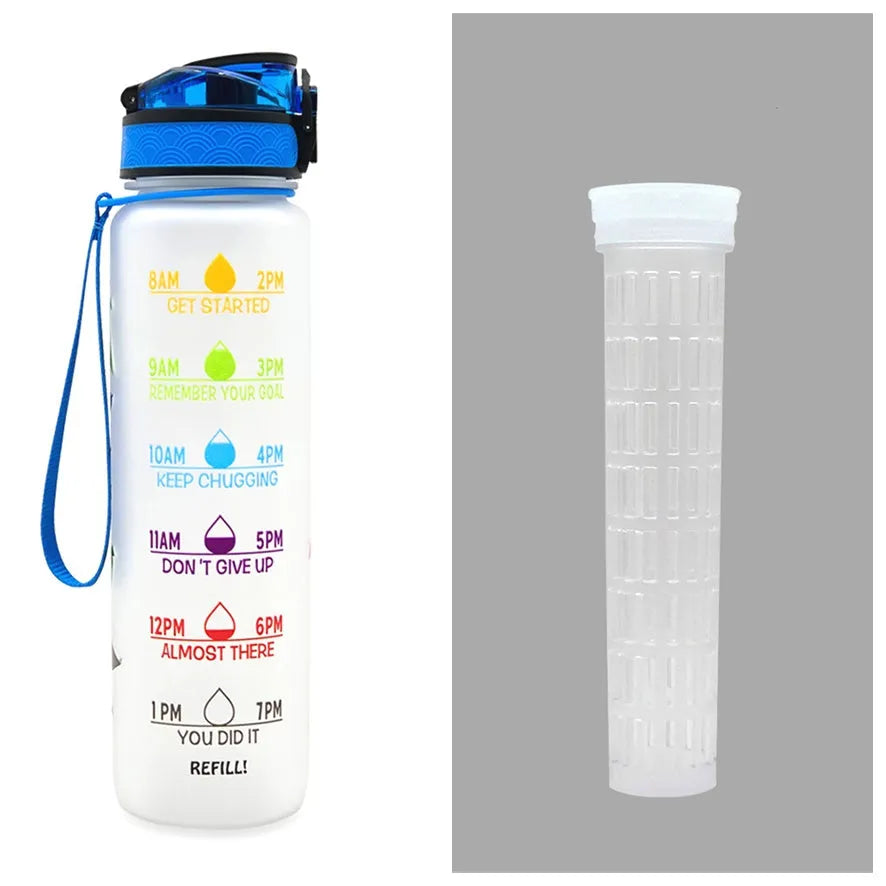 1 Liter Tritan Water Bottle With Time Marker Leakproof Cup For Sports Fitness Activities